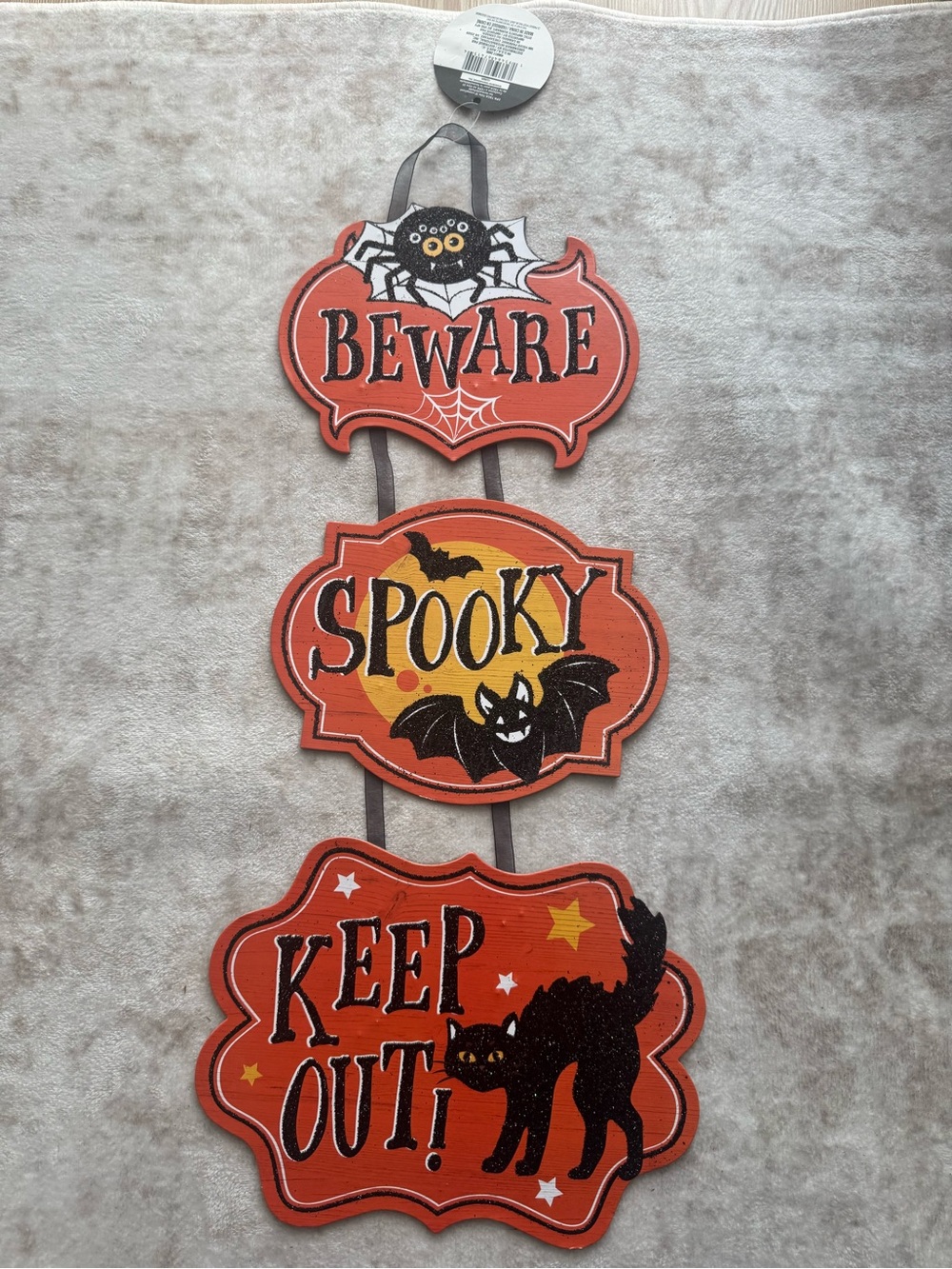 Halloween 'Beware Spooky Keep Out' Wall Hanging - Orange/Black